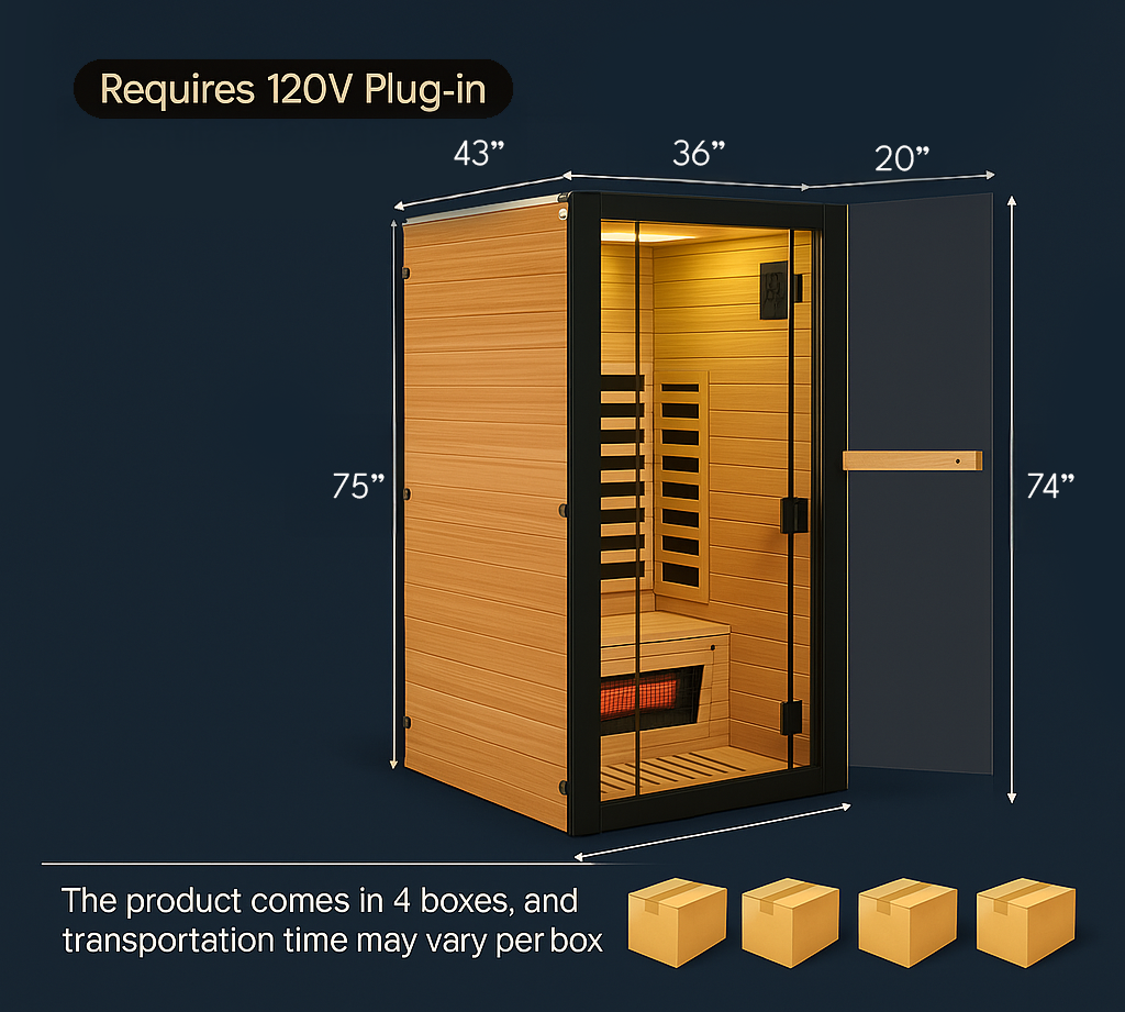 Relaxe Caldera™ Full Spectrum Infrared Sauna With Red Light Therapy Panel (AU)