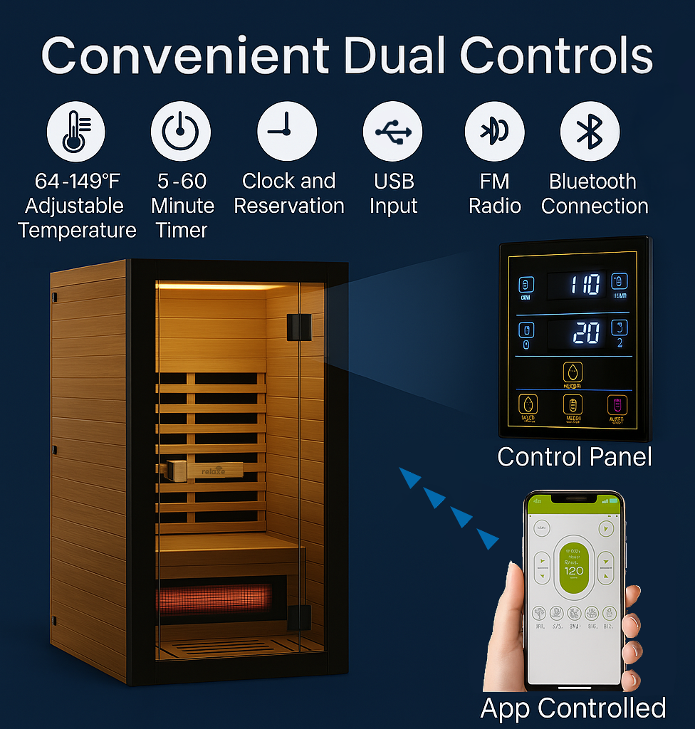 Relaxe Caldera™ Full Spectrum Infrared Sauna With Red Light Therapy Panel (AU)
