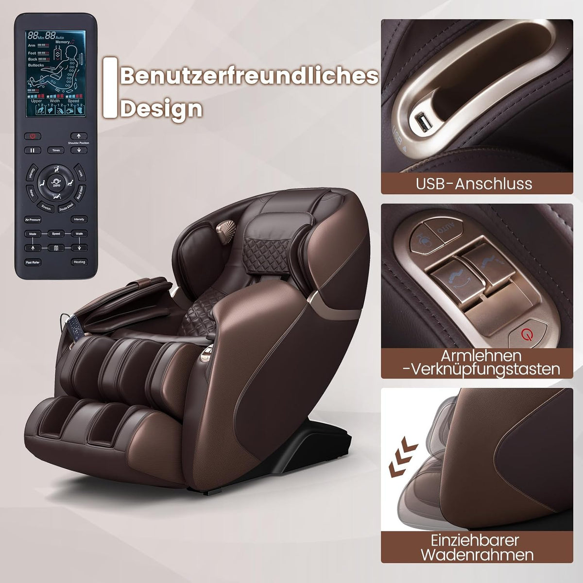 Relaxe Zero-Gravity Shiatsu Massage Chair With Heating (SL-Track) (DE)