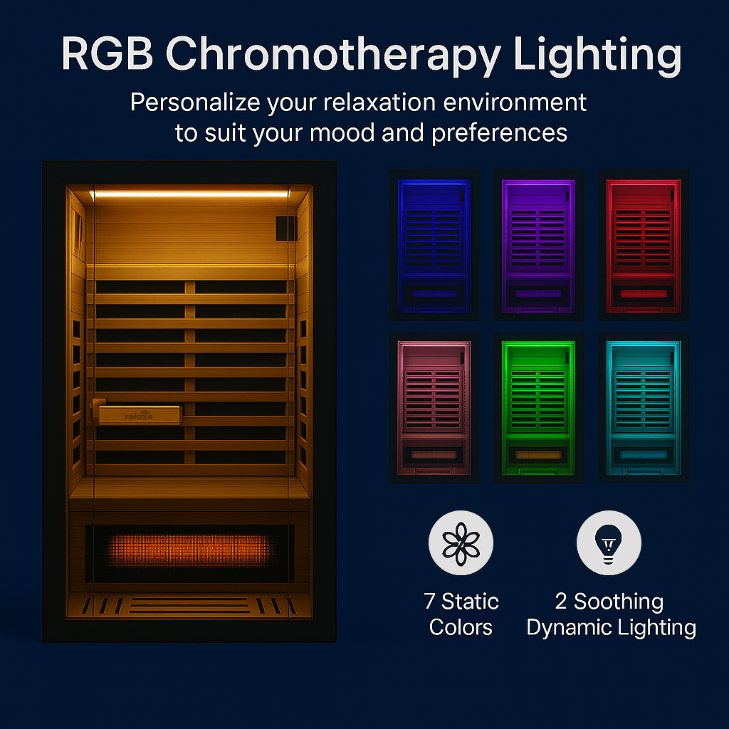 Relaxe Caldera™ Full Spectrum Infrared Sauna With Red Light Therapy Panel (AU)