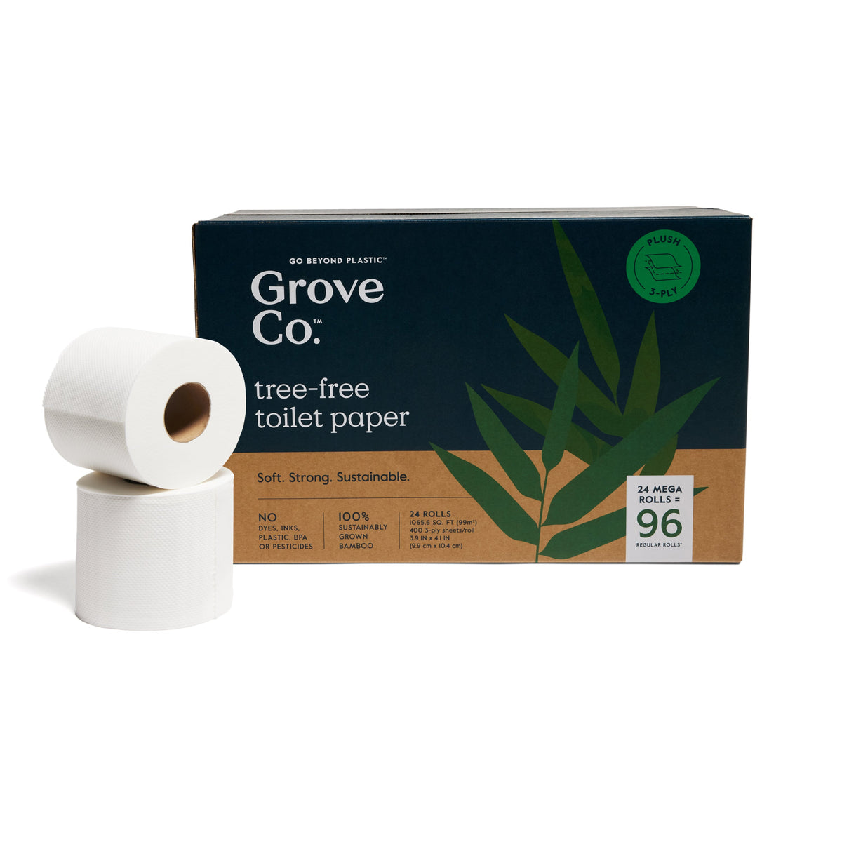 3-Ply Bamboo Toilet Paper (400 sheets per roll)