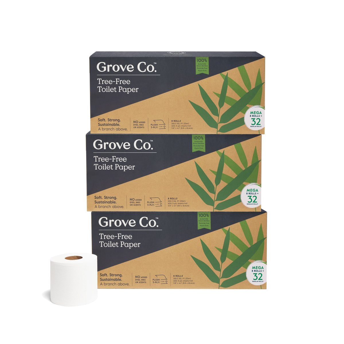3-Ply Bamboo Toilet Paper (400 sheets per roll)