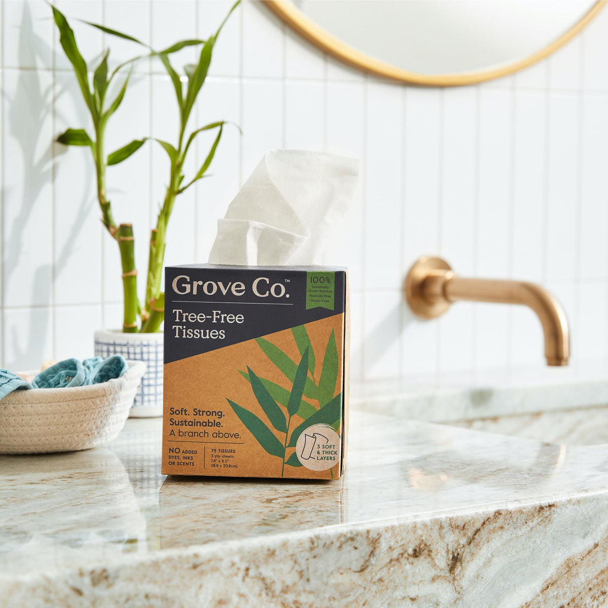 3-Ply Bamboo Facial Tissues (75 sheets per box)