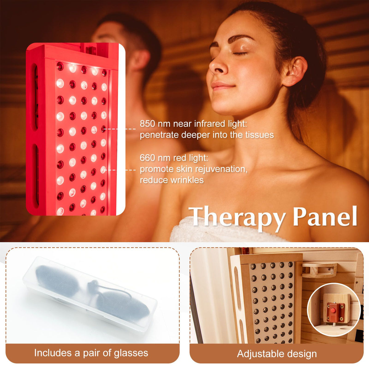 Relaxe Caldera™ Full Spectrum Infrared Sauna With Red Light Therapy Panel (AU)